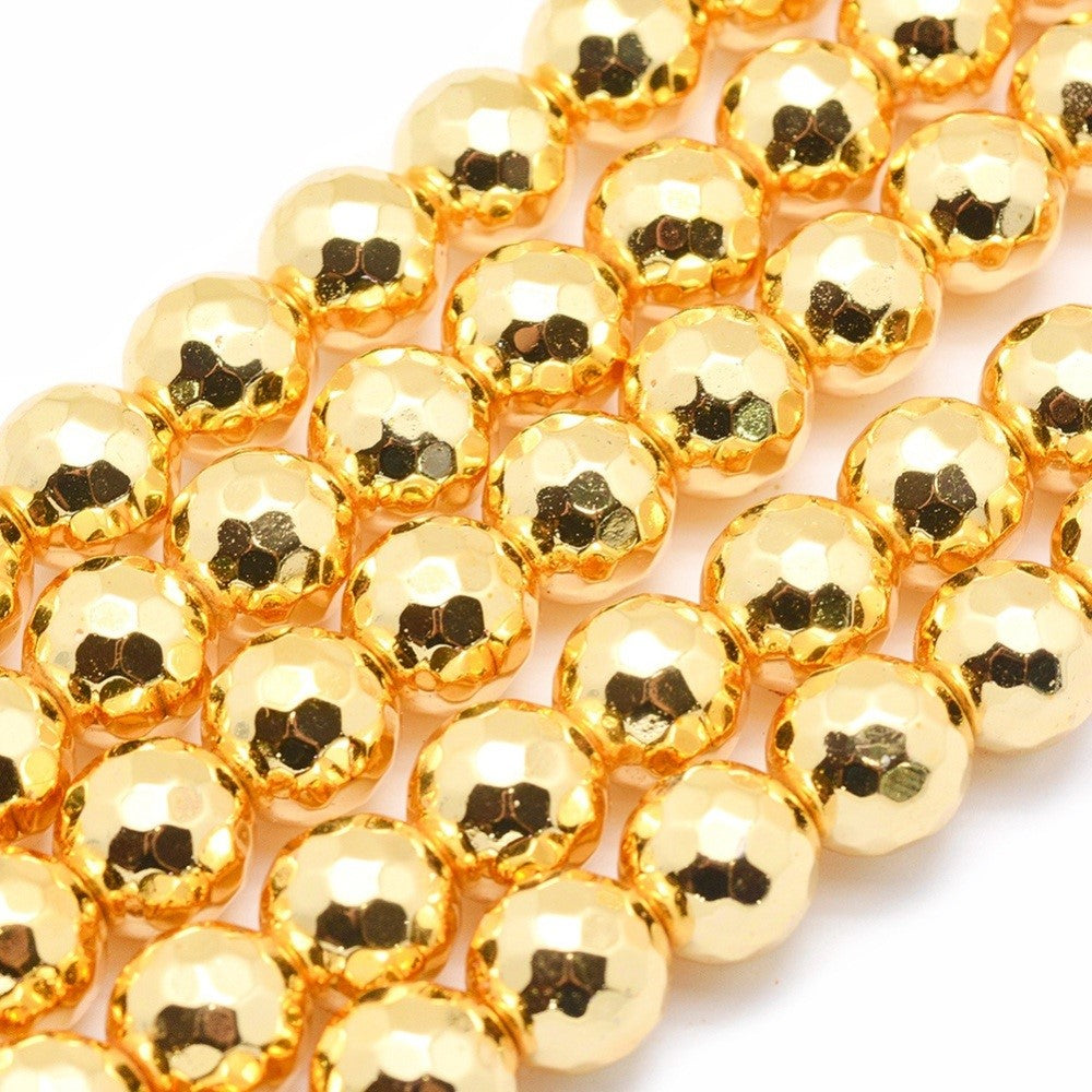 Faceted Round 8mm Hematite Beads