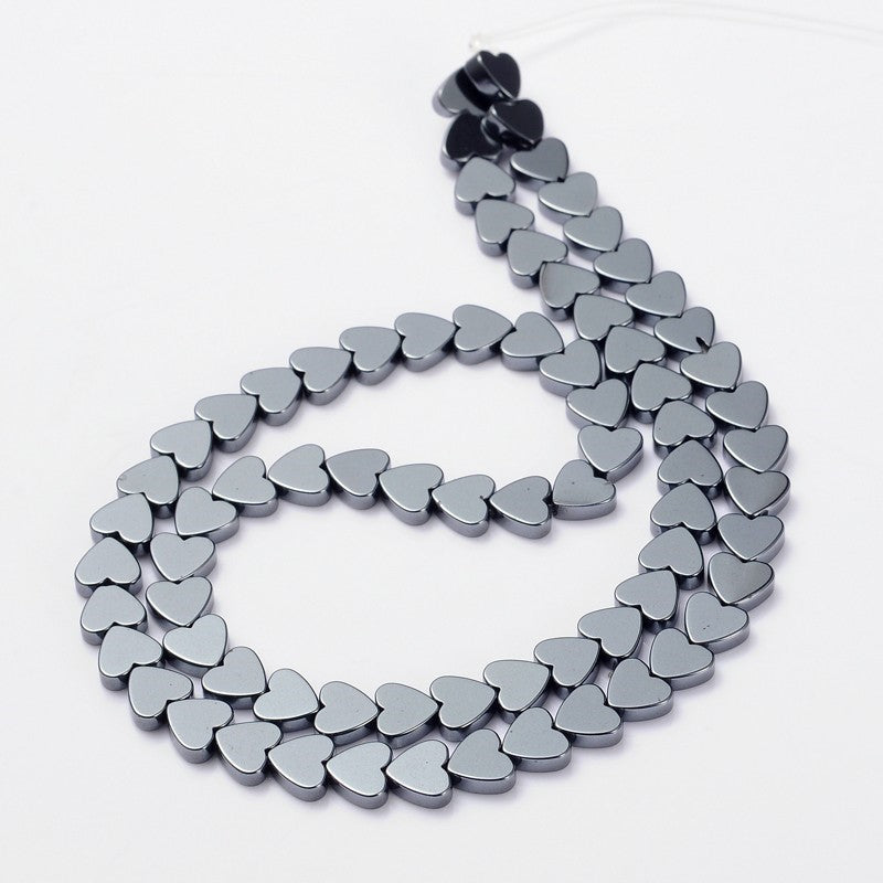 Heart 6mm Hematite Beads