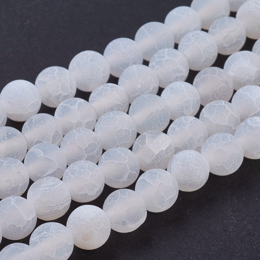 White Crackle Agate 8mm