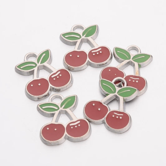 Cherries Enamel Charms
