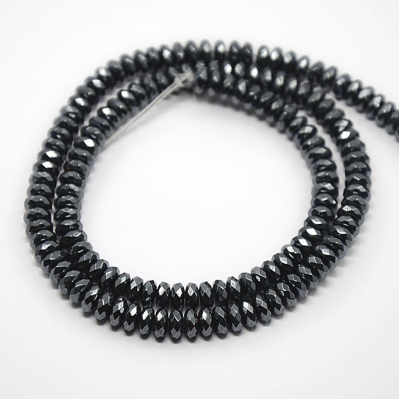 Faceted 6.x3mm Rondelle Hematite Beads