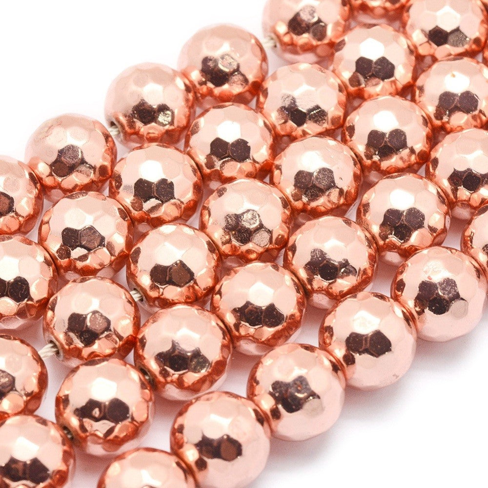 Faceted Round 8mm Hematite Beads