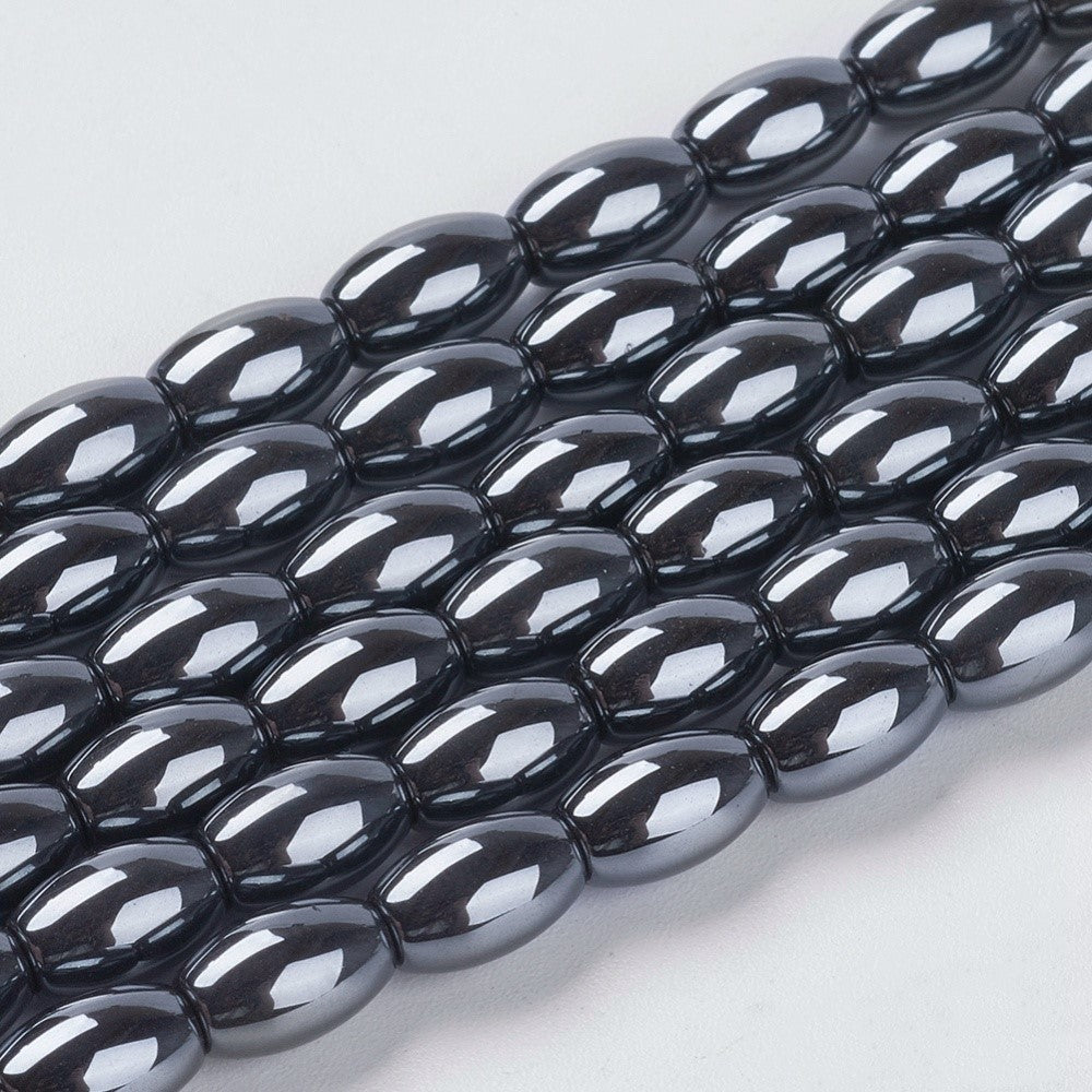 Oval Rice Hematite Beads