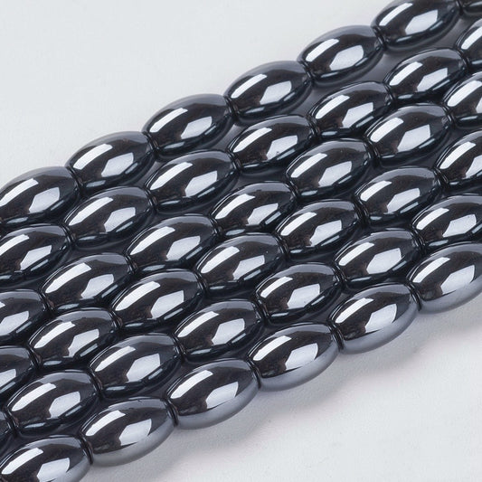 Oval Rice Hematite Beads