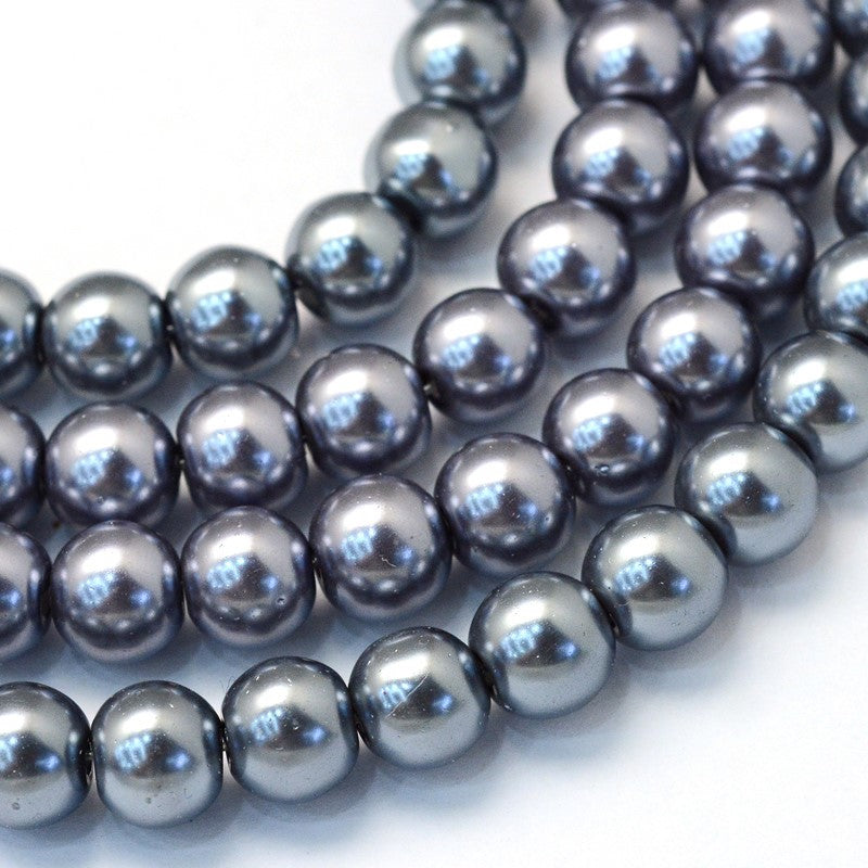 Slate Grey Glass Pearls
