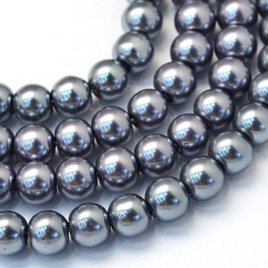 Slate Grey Glass Pearls