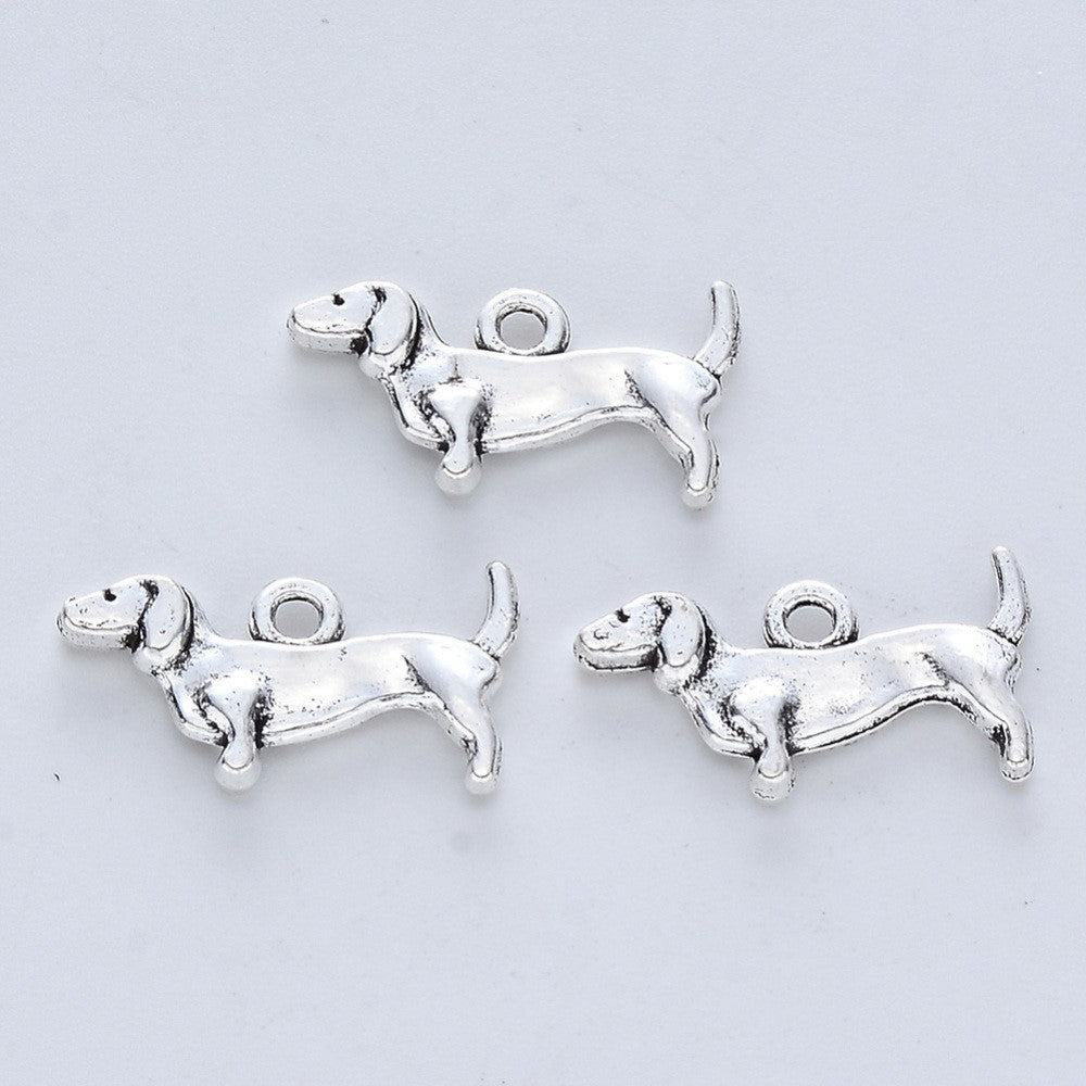 Dashound Dog Silver Charms