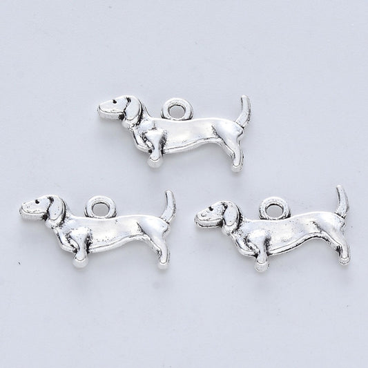 Dashound Dog Silver Charms
