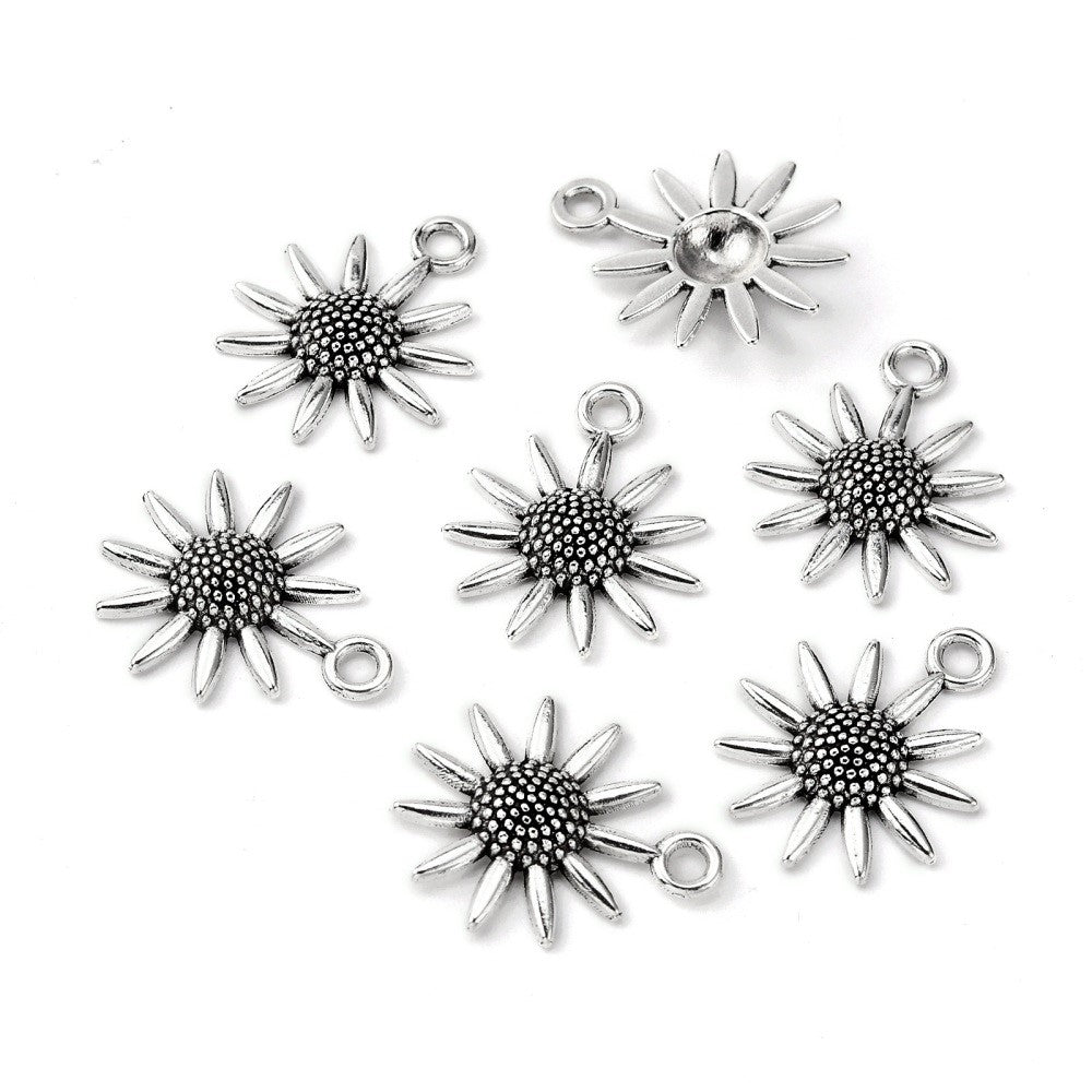 Sunflower Silver Charms