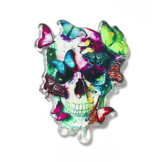 Skull & Butterfly Acrylic Pendant