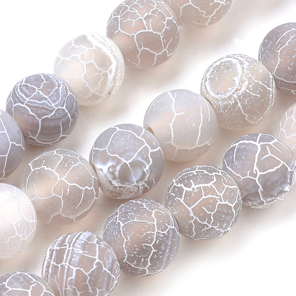 Grey Crackle Agate Frosted 8mm