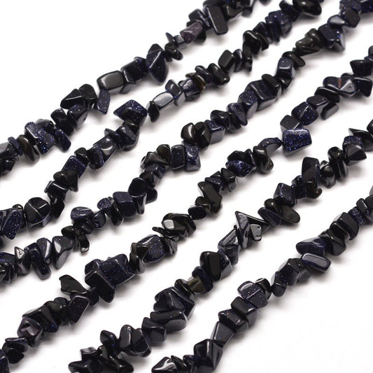 Blue Goldstone Chip Beads
