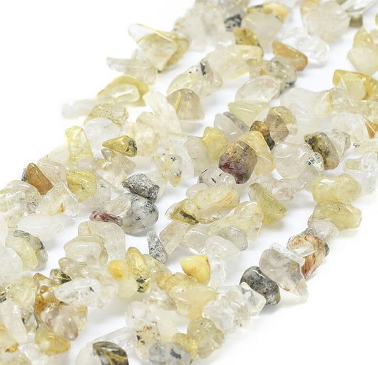 Gold Rutilated Quartz Chip Beads