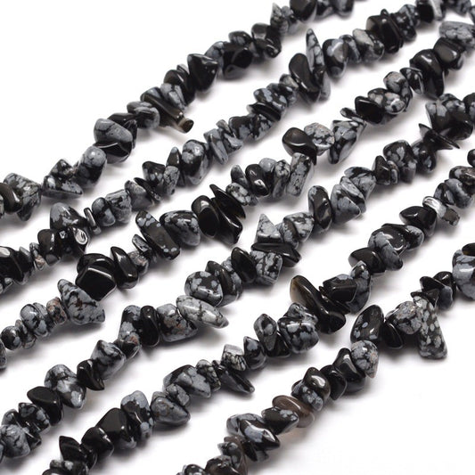 Snowflake Obsidian Chip Beads